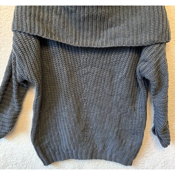 Umgee Pullover Gray Cowl Neck Sweater Sz M Chunky Tunic Ribbed - Picture 2 of 8